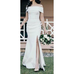 RACHEL GILBERT Hadley Off Shoulder Cut-Out Front Slit Mermaid Style Gown Size 4